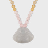 Happy Buddha Morganite Jade Buddha Necklace