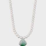 Happy Buddha Jade Diamond Halo Pearl Necklace