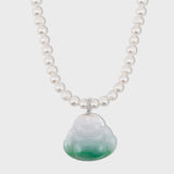 Happy Buddha Jade Diamond Classic Pearl Necklace
