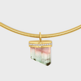 Treasure Watermelon Tourmaline Diamond Cap Collar