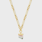 Treasure Watermelon Tourmaline Diamond Cap Necklace