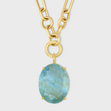 Gemstone Aquamarine Oval Eclipse Necklace