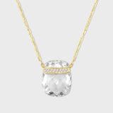 Crystalline Crystal Quartz Diamond Bar Necklace