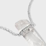 Crystalline Crystal Quartz Diamond Bar Necklace