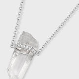 Crystalline Crystal Quartz Diamond Bar Necklace