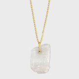 Men's Crystalline Tag Crystal Quartz on Thin Chain Necklace