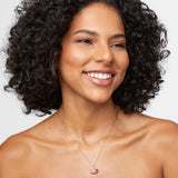 Crystalline Pink Topaz Diamond Charm Necklace