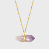 Crystalline Veracruz Amethyst Gold Bar Charm Necklace