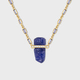 Crystalline Tanzanite Diamond Bar Tennis Necklace