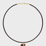 Crystalline Leather Smoky Quartz Charm Necklace