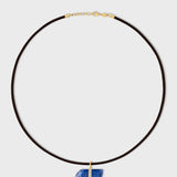 Crystalline Leather Tanzanite Diamond Charm Necklace