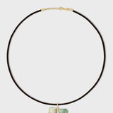 Crystalline Leather Green Tourmaline Diamond Charm Necklace