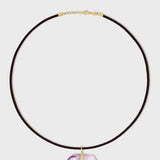 Crystalline Leather Vera Cruz Amethyst Diamond Charm Necklace
