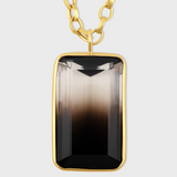 Gemstone Jumbo Smoky Quartz Citrine Gold Bezel Long Necklace