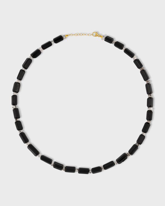 Gaia Black Tourmaline and Herkimer Diamond Necklace