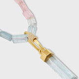 Gaia Morganite Aquamarine Gold Cap Charm Necklace
