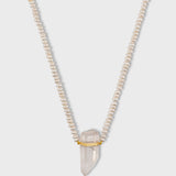 Men's Ocean Mini Pearl Crystal Quartz Charm Necklace