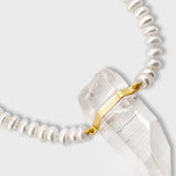 Men's Ocean Mini Pearl Crystal Quartz Charm Necklace