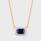 Chakra Blue Sapphire Diamond Halo Necklace