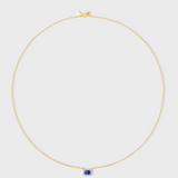 Chakra Blue Sapphire Diamond Halo Necklace