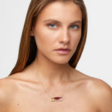 Treasure Rainbow Tourmaline East West Diamond Halo Necklace