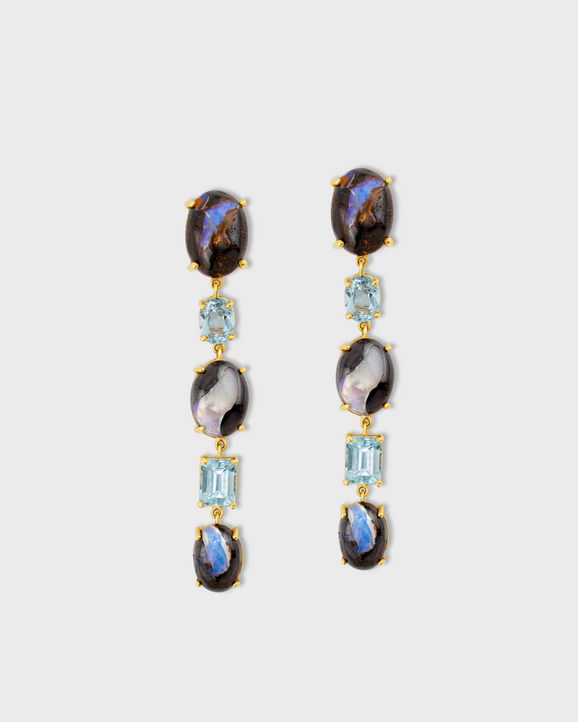 Treasure Opal & Aquamarine Drop Earrings