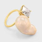 Ocean South Sea Baroque Pearl Beryl Double Ring