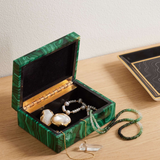 XL Malachite Jewelry Box with Brass Hinge