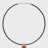 Crystalline Pink Tourmaline Gemstone Leather Necklace