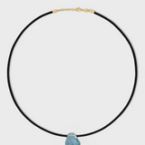 Crystalline Aquamarine Gemstone Leather Necklace