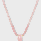 Aurora Rose Quartz Diamond Gold Bar Necklace