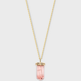Crystalline Pink Tourmaline Diamond Cap Necklace