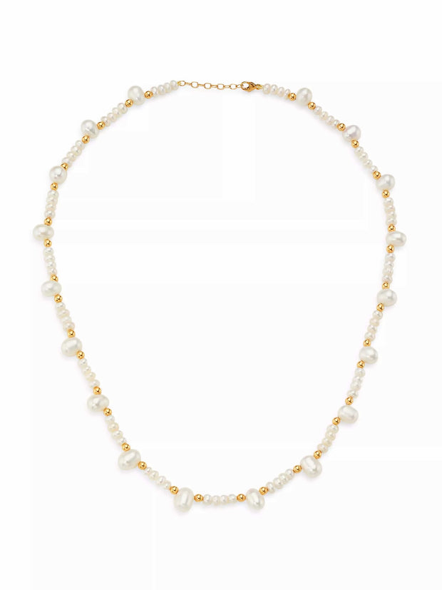 Ocean Pearl Gold Bead Necklace