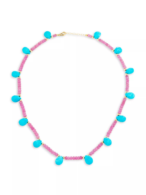 Arizona Pink Sapphire & Turquoise Candy Necklace