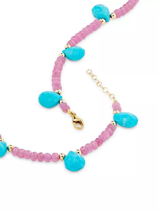 Arizona Pink Sapphire & Turquoise Candy Necklace