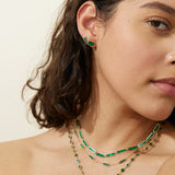 Marquet Malachite Gold Bar Chain Necklace