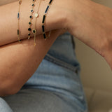 Onyx Inlay Gold Chain Bracelet