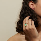 Nevada Mona Lisa Turquoise Diamond Halo Spiral Ring