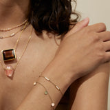 Marquet Pink Opal Gold Bar Chain Bracelet