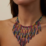 Arizona Dark Rainbow Sapphire Fringe Necklace