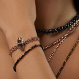 Crystalline Double Wrap Cable Chain Smoky Quartz Diamond Bracelet