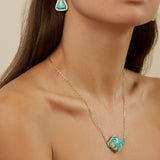 Nevada Mona Lisa Turquoise Diamond Halo Earrings