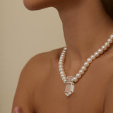 Ocean Jumbo Diamond Crystal Quartz Pearl Necklace