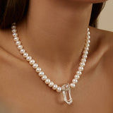 Ocean Jumbo Diamond Crystal Quartz Pearl Necklace