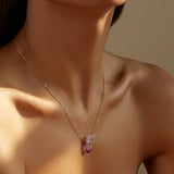 Crystalline Veracruz Amethyst Diamond Bar Necklace