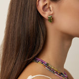 Crystalline Peridot Gold Bar Studs Single