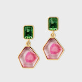 Green Tourmaline Slice Earrings