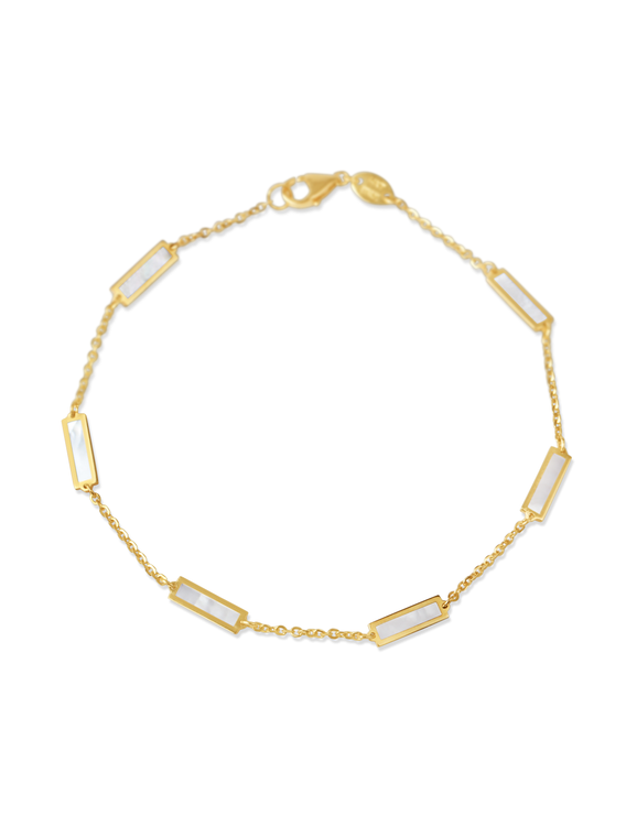 Crystal Inlay Mother of Pearl Gold Chain Bracelet