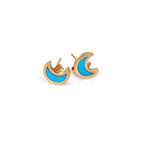 Turquoise Inlay Moon Earrings