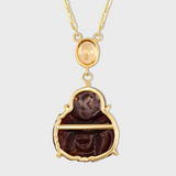 Happy Buddha Garnet Yellow Sapphire Crown Necklace